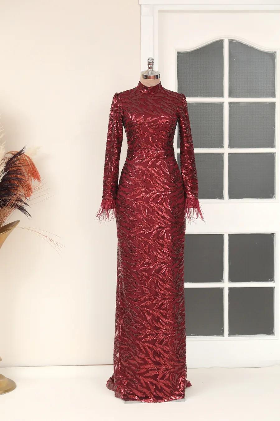 Tesettür Abiye - Beyza Abiye - Bordo