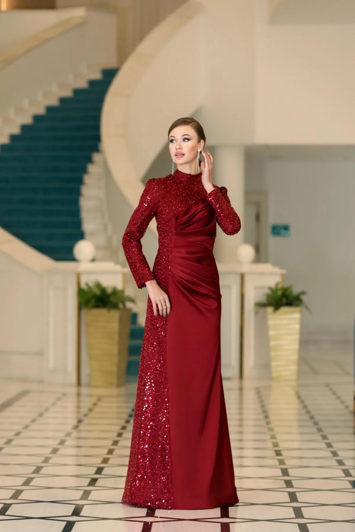Tesettür Abiye - Mevra Abiye - Bordo